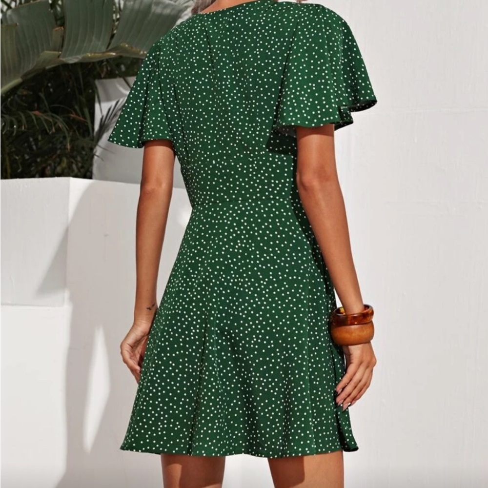 SHEIN Emerald Polka Dot Mini Dress